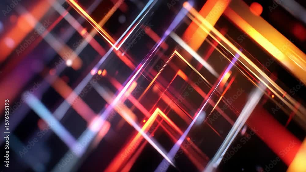 colorful neon light trail complex overlay on black background