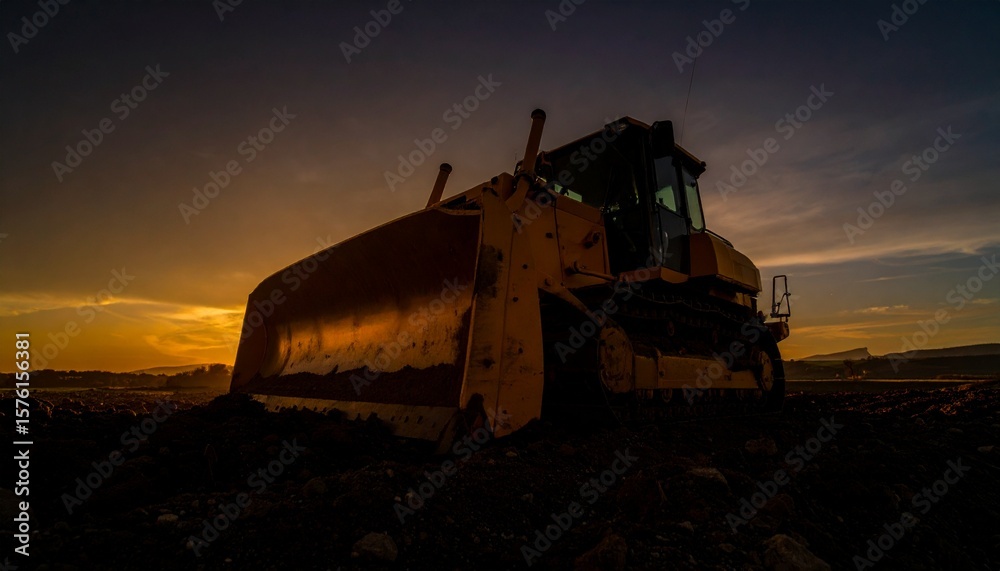 Fototapeta premium The bulldozer symbolizes progress in harmony with nature. 