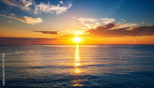 The ocean is peaceful amidst the sunset.
