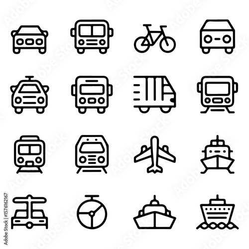 Unique and good quality Transport line icon set 