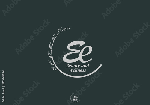 Ee Monogram with Leaf Emblem for Beauty and Wellness Brand