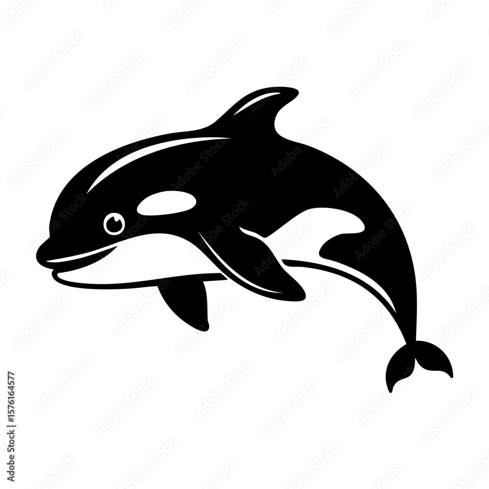 Fototapeta premium Cute Orca Black Glyph Icon (Color Changes Available in SVG)