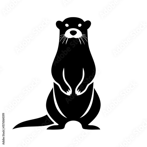 Otter Body Black Glyph Icon (Color Changes Available in SVG)