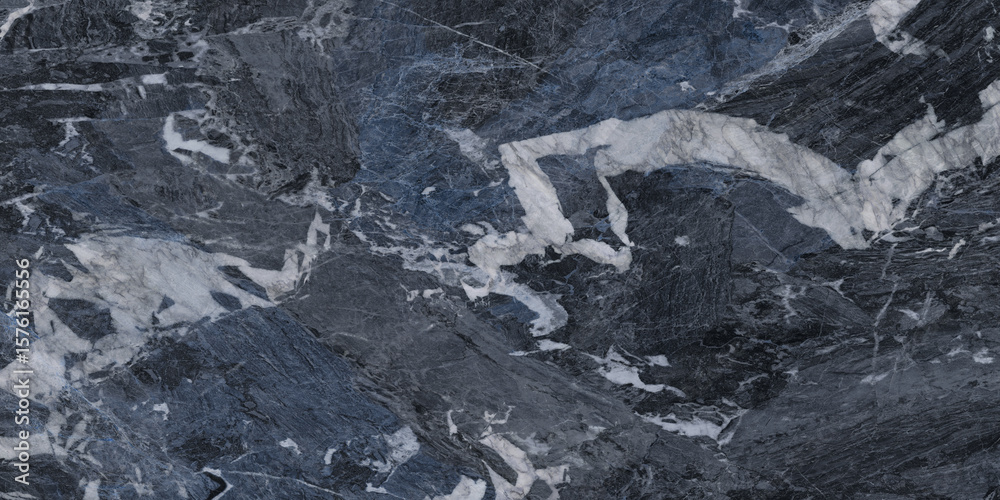 Obraz premium Blue natural marble stone texture, glossy dijital ceramic tile surface