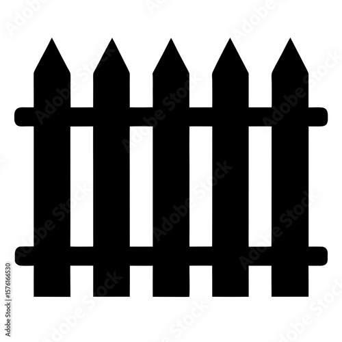 Black wooden picket fence silhouette vector