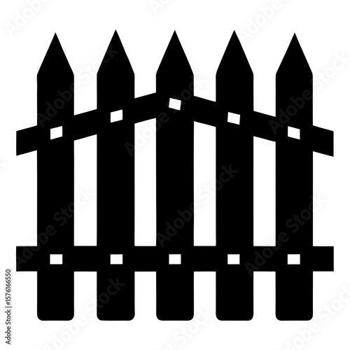 Black wooden picket fence with pointed tops vector