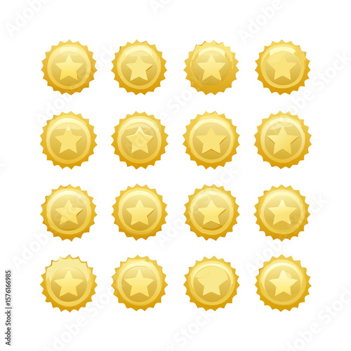 Gold star award badge collection vector illustration for achievement design