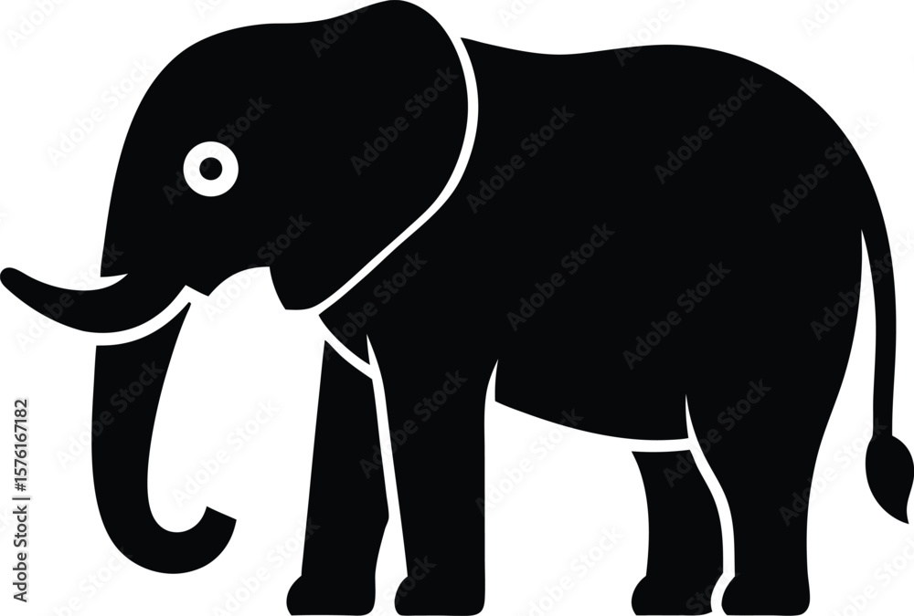 Obraz premium Elephant silhouette logo design icon vector illustration. Black color Elephant logo template