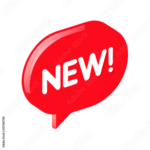 New arrival red speech bubble icon vector illustration for promotion and sale tag