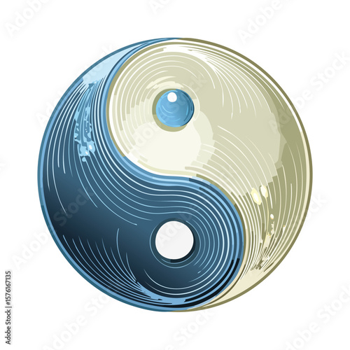Yin and Yang Symbol Vector – Taoism Balance Icon in Minimalist Flat Style