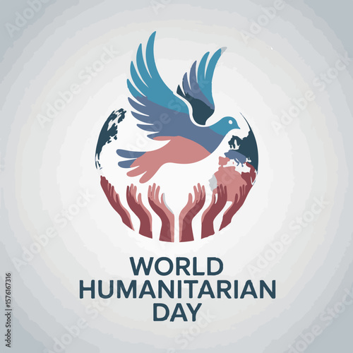 World Humanitarian Day Vector Illustration, Global Unity and Aid Concept, Charity and Volunteer Support Design for Awareness Campaigns and Social Media.
