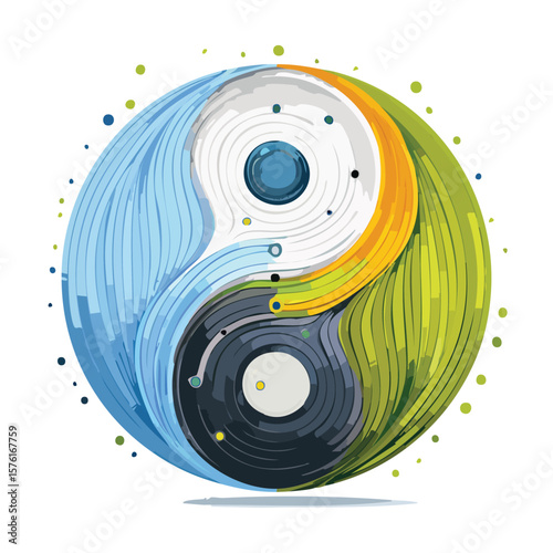 Yin and Yang Symbol Vector – Taoism Balance Icon in Minimalist Flat Style