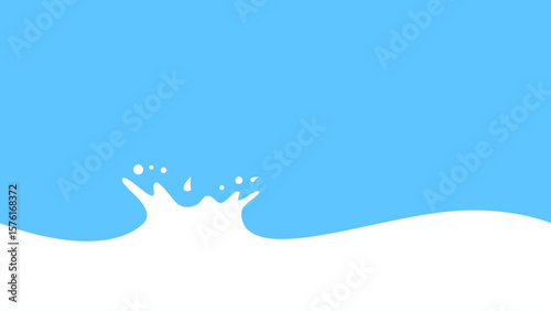 Minimalist Milk Splash on Blue Background. Abstract vector illustration of a white liquid splash resembling milk or cream on a bright blue background.