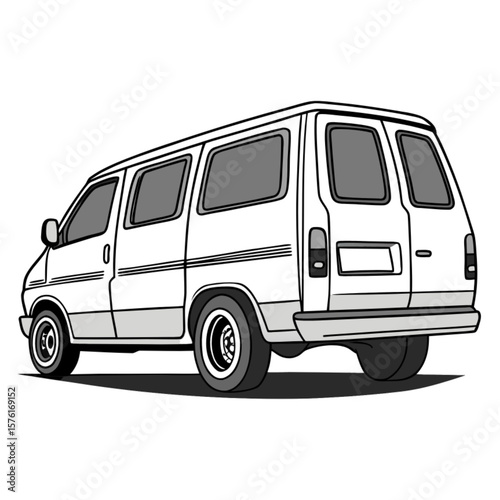 White van vector illustration isolated on white, perfect for depicting a commercial cargo or delivery vehicle