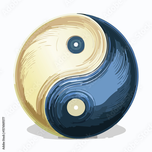 Yin and Yang Symbol Vector – Taoism Balance Icon in Minimalist Flat Style
