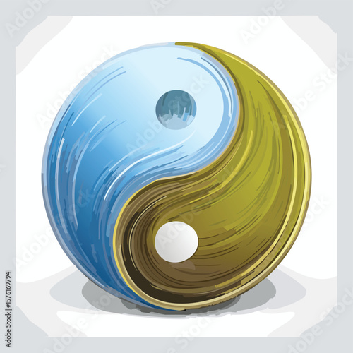 Yin and Yang Symbol Vector – Taoism Balance Icon in Minimalist Flat Style
