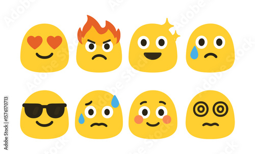 Expressive emoji faces showcasing diverse emotions and feelings in vibrant yellow