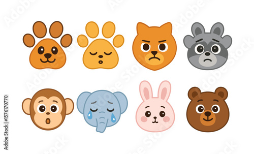 Cute cartoon animal emoji faces: playful expressions for messaging apps