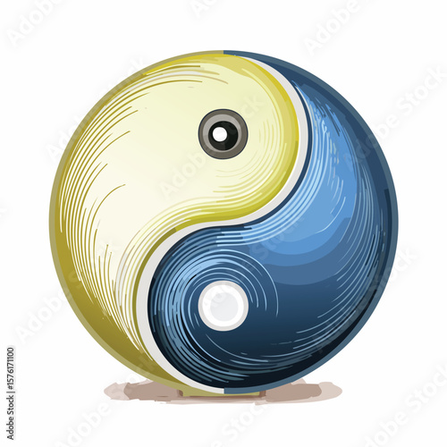 Yin and Yang Symbol Vector – Taoism Balance Icon in Minimalist Flat Style