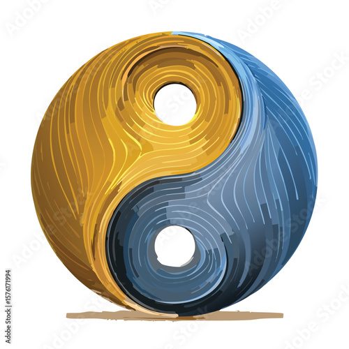 Yin and Yang Symbol Vector – Taoism Balance Icon in Minimalist Flat Style