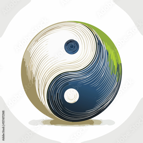 Yin and Yang Symbol Vector – Taoism Balance Icon in Minimalist Flat Style