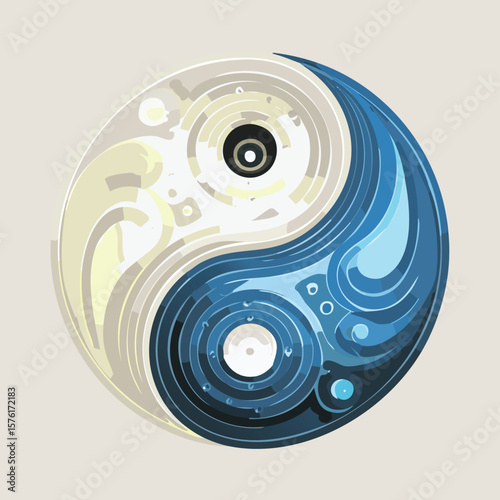 Yin and Yang Symbol Vector – Taoism Balance Icon in Minimalist Flat Style