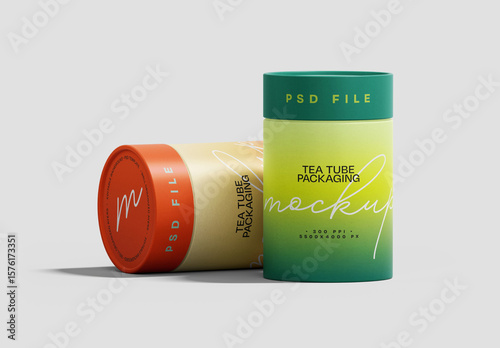 Paper Tube Tea Packaging Mockup