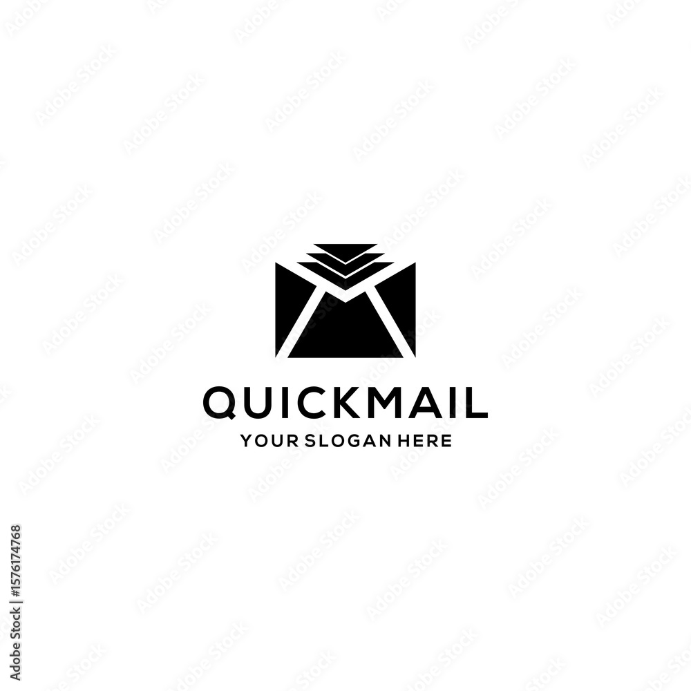 Naklejka premium Quick mail logo with a rocket and envelope flying