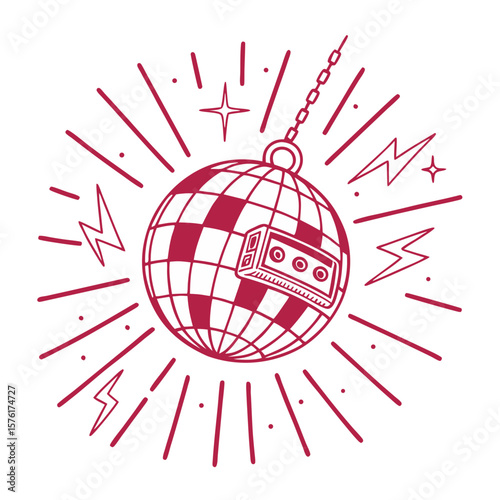 Retro Disco Ball with Cassette Tape Design