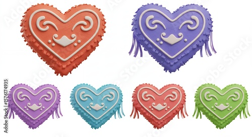 Colorful heart shaped treats collection