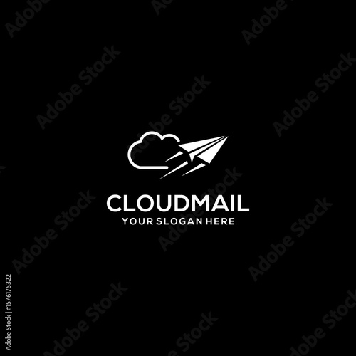 Quick mail logo with a rocket and envelope flying	