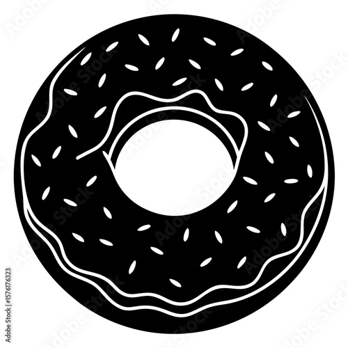 Black donut with white sprinkles and icing food sweet