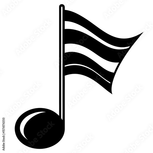 Black eighth note musical symbol vector