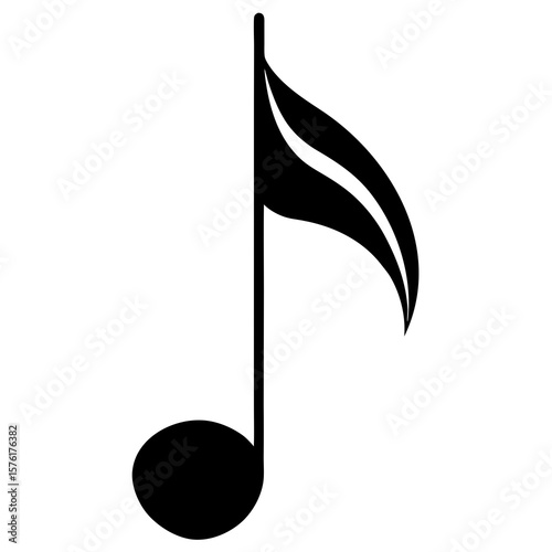 Black eighth note with curved flag music symbol musical notation