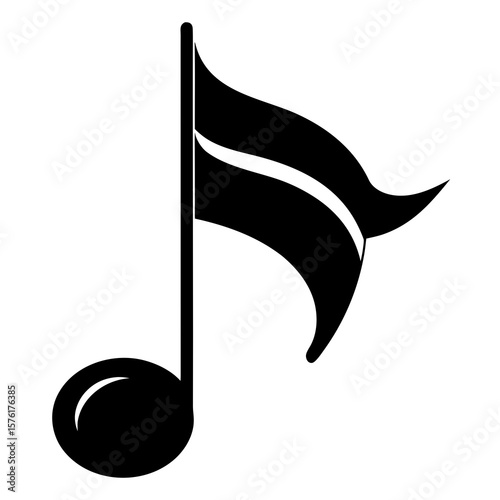 Black eighth note musical symbol vector