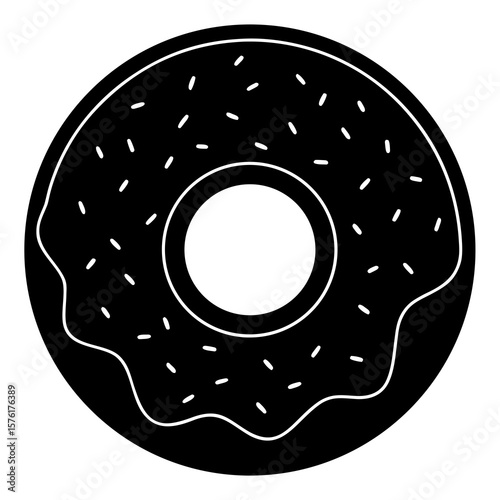 Black donut with white sprinkles food