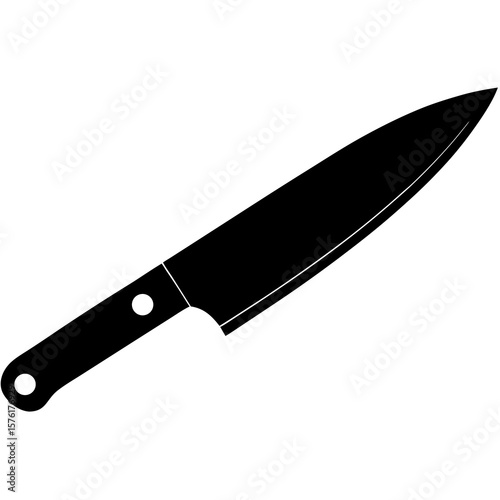 Black kitchen knife sharp point pointed