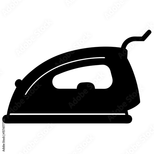 Black silhouette of a classic electric clothes iron
