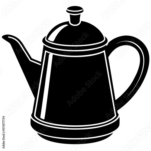 Black silhouette of a classic stovetop kettle vintage