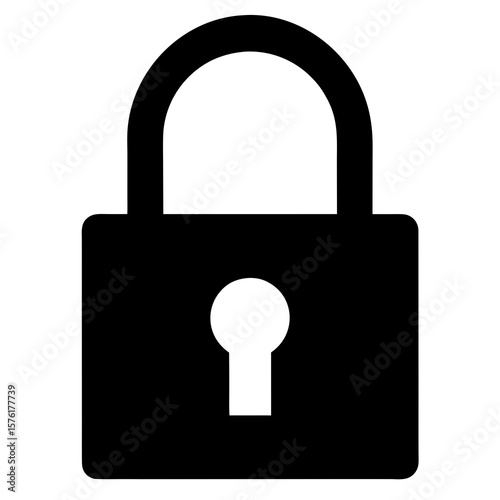 Black silhouette of a classic padlock security protection