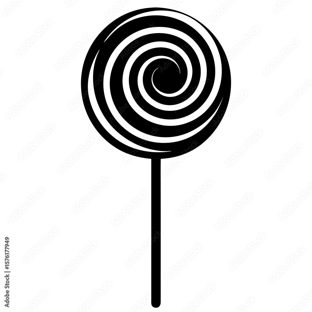 Black spiral lollipop on a stick candy sweet Black spiral lollipop on a stick candy sweet
