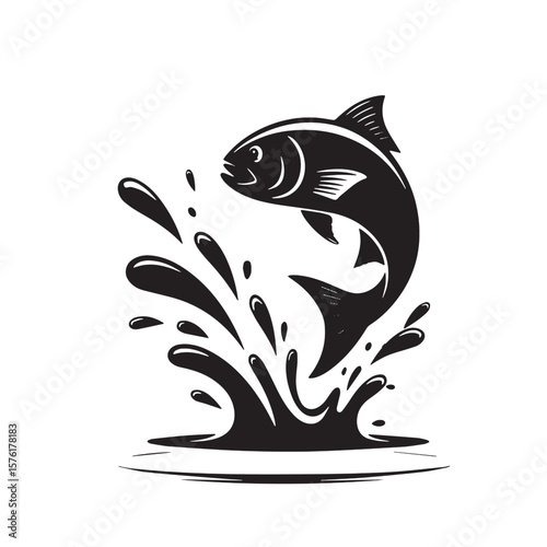 Black and white tribal tattoo illustration of a cat and fish head design