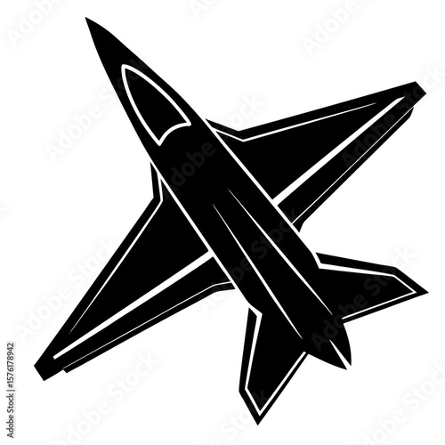 Sleek jet airplane silhouette aircraft aviation