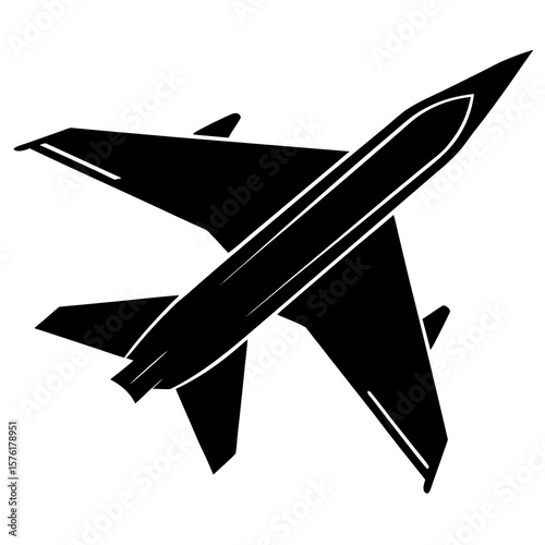 Sleek jet airplane silhouette aviation aircraft