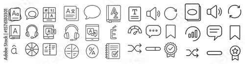Collection of icons for various things like books, calculators, and clocks. The icons are all in a line and are all different sizes