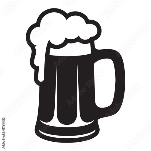 Black And White Beer Mug Illustration With Foam Head