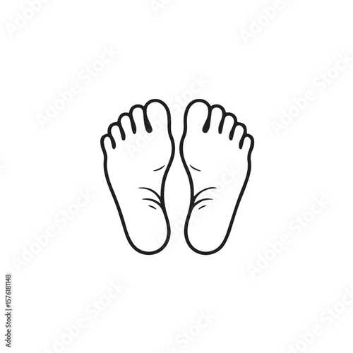 Closeup of barefoot man's feet with toes and sole on a white background, showing skin and nails for health and care
