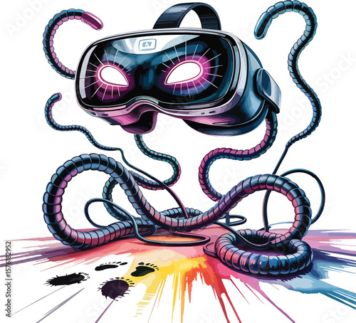 VR glass water color illustration premium quality