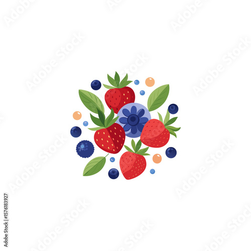 small mix strawberries blueberries fresh healthy fruit