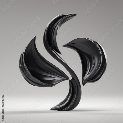 The yuan bao ingot. Zen-inspired vector of a yuan bao formed by two brushstroke-like shapes, empty space between them creating the silhouette, monochrome ink-on-paper feel